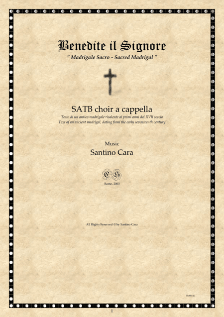 Benedite il Signore - Madrigale sacro per coro SATB a cappella