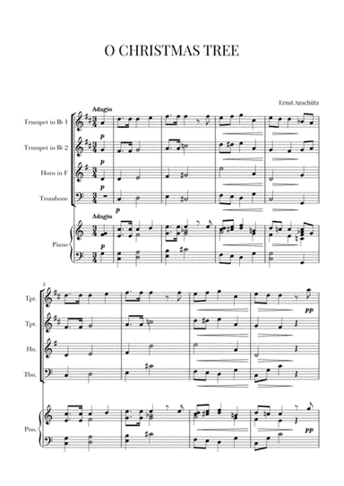 O Christmas Tree for Brass Quartet and Piano (arr. Cadenza Editions)