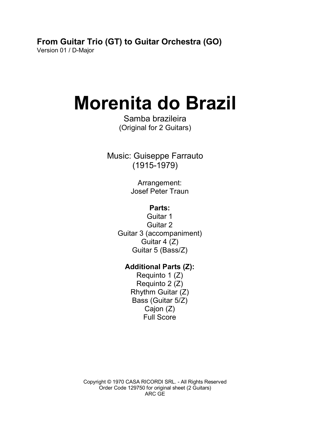 Morenita Do Brazil (arr. Josef Peter Traun)