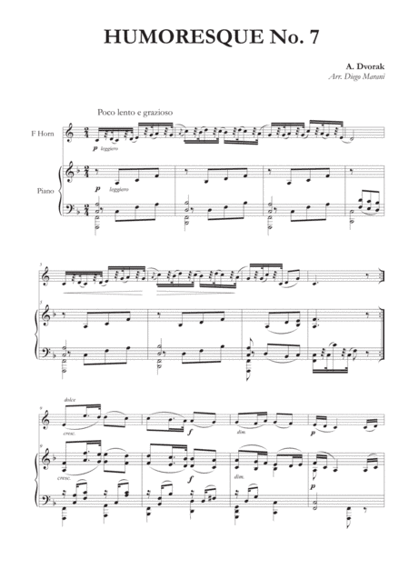 Humoresque No. 7 for Horn and Piano (arr. Diego Marani)