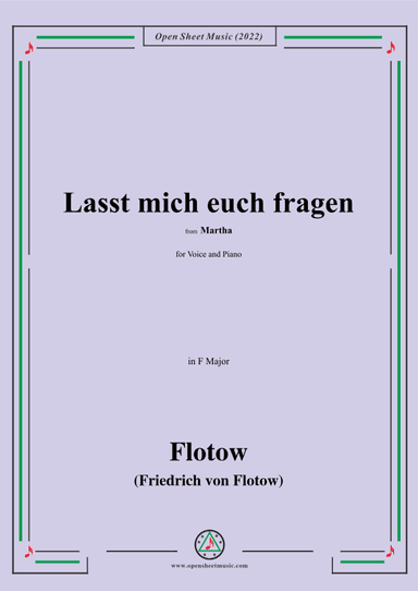 Flotow-Lasst mich euch fragen,from Martha,for Voice and Piano (arr. OSM Press)