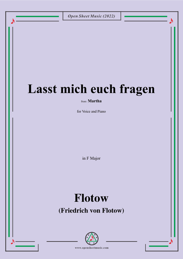 Flotow-Lasst mich euch fragen,from Martha,for Voice and Piano (arr. OSM Press)