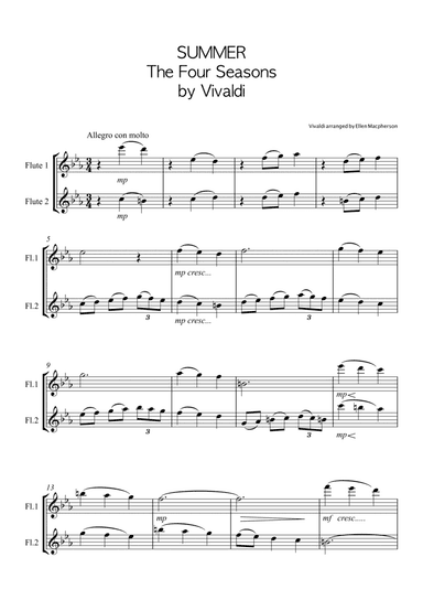 SUMMER by VIVALDI for FLUTE DUET (arr. Ellen Macpherson)