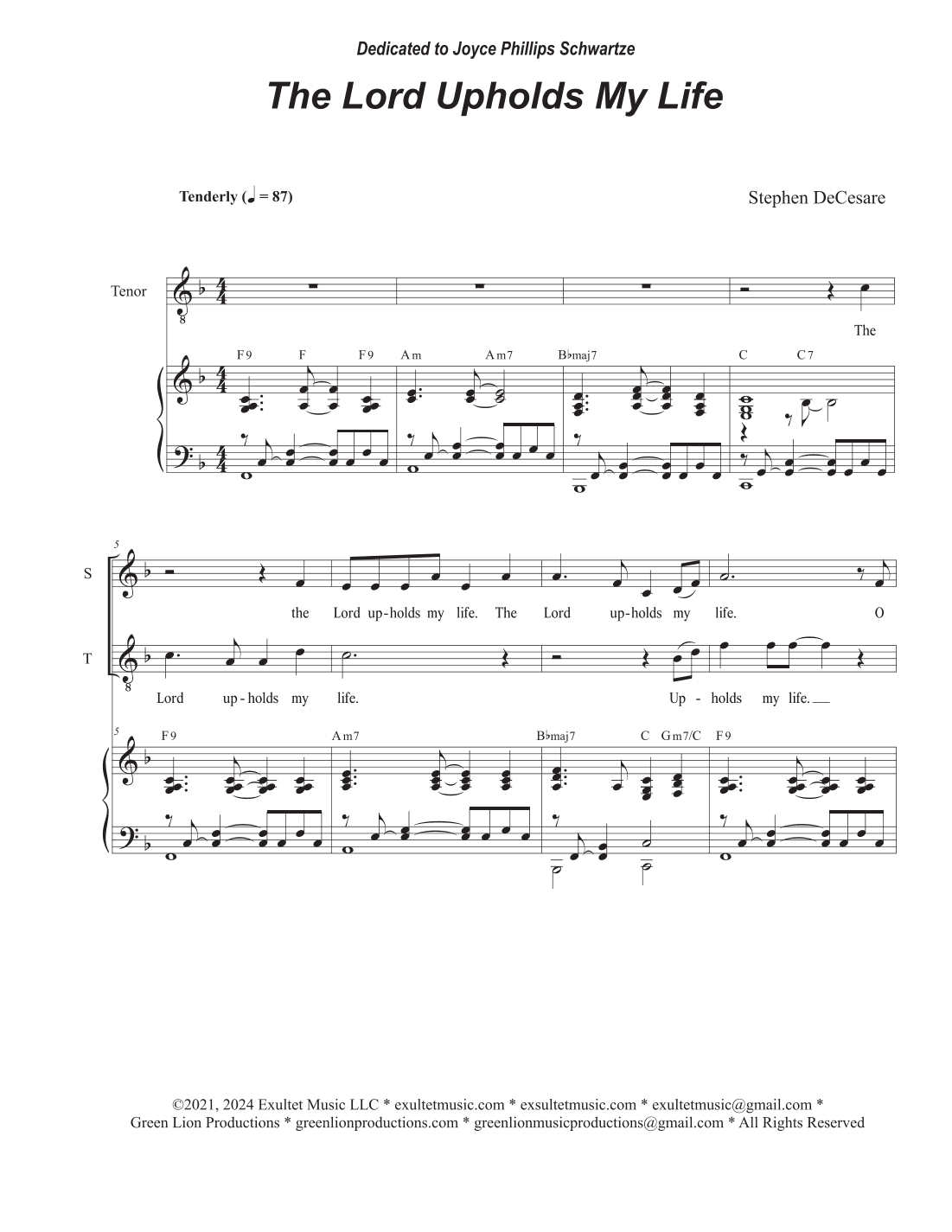 The Lord Upholds My Life (Psalm 54) (Duet for Soprano and Tenor solo)