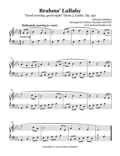 Brahms' Lullaby ("Good evening, Good night") (arr. Joshua Chandra)