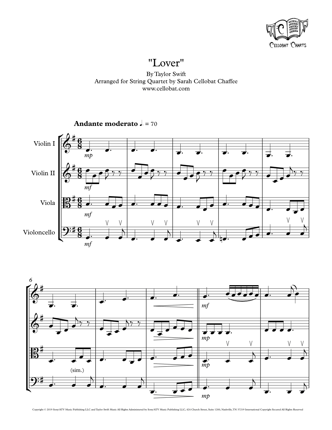 Lover (arr. Sarah Cellobat Chaffee)