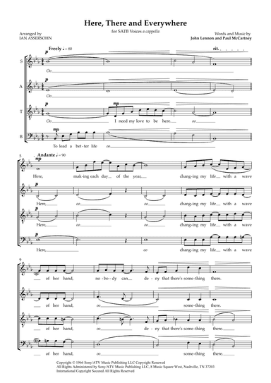 Here, There And Everywhere (arr. Ian Assersohn)