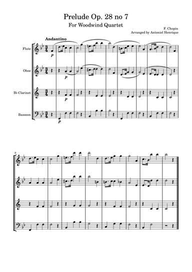 Prelude Op. 28 no 7 for Woodwind Quartet (arr. Antoniel Henrique)