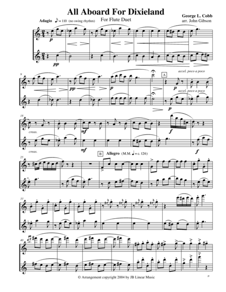All Aboard for Dixieland for Flute Duet (arr. John Gibson)