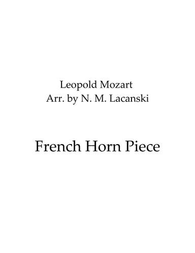 French Horn Piece (arr. Nick Lacanski)