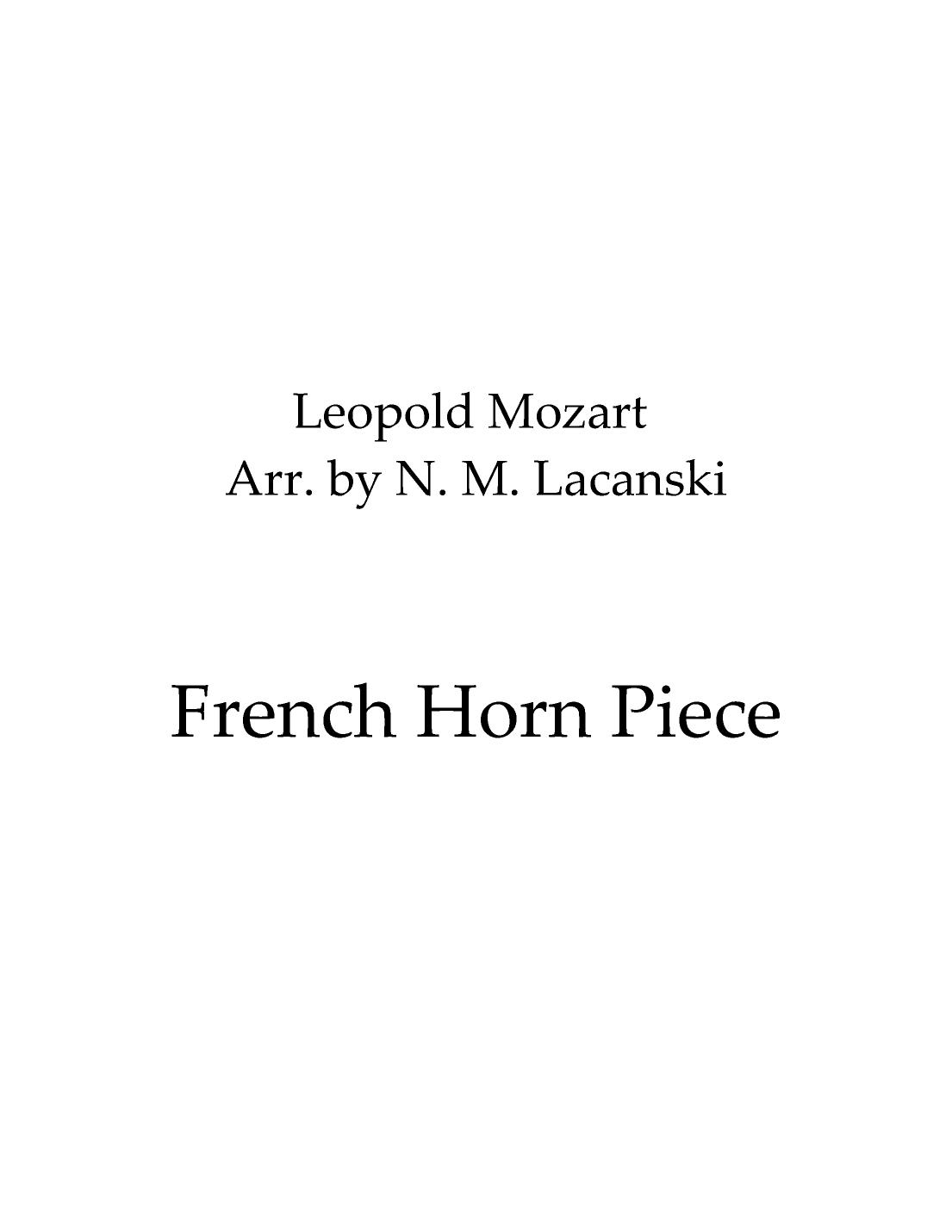 French Horn Piece (arr. Nick Lacanski)
