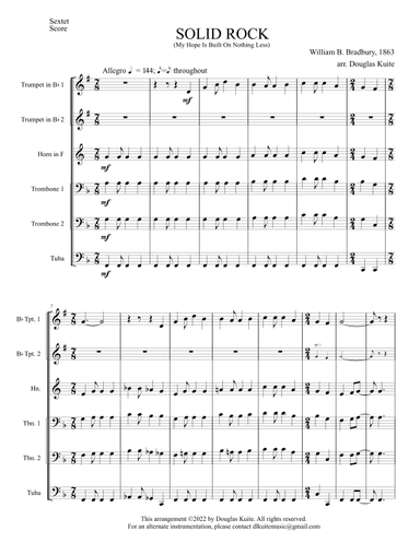 "SOLID ROCK" for brass sextet (arr. Douglas Kuite)