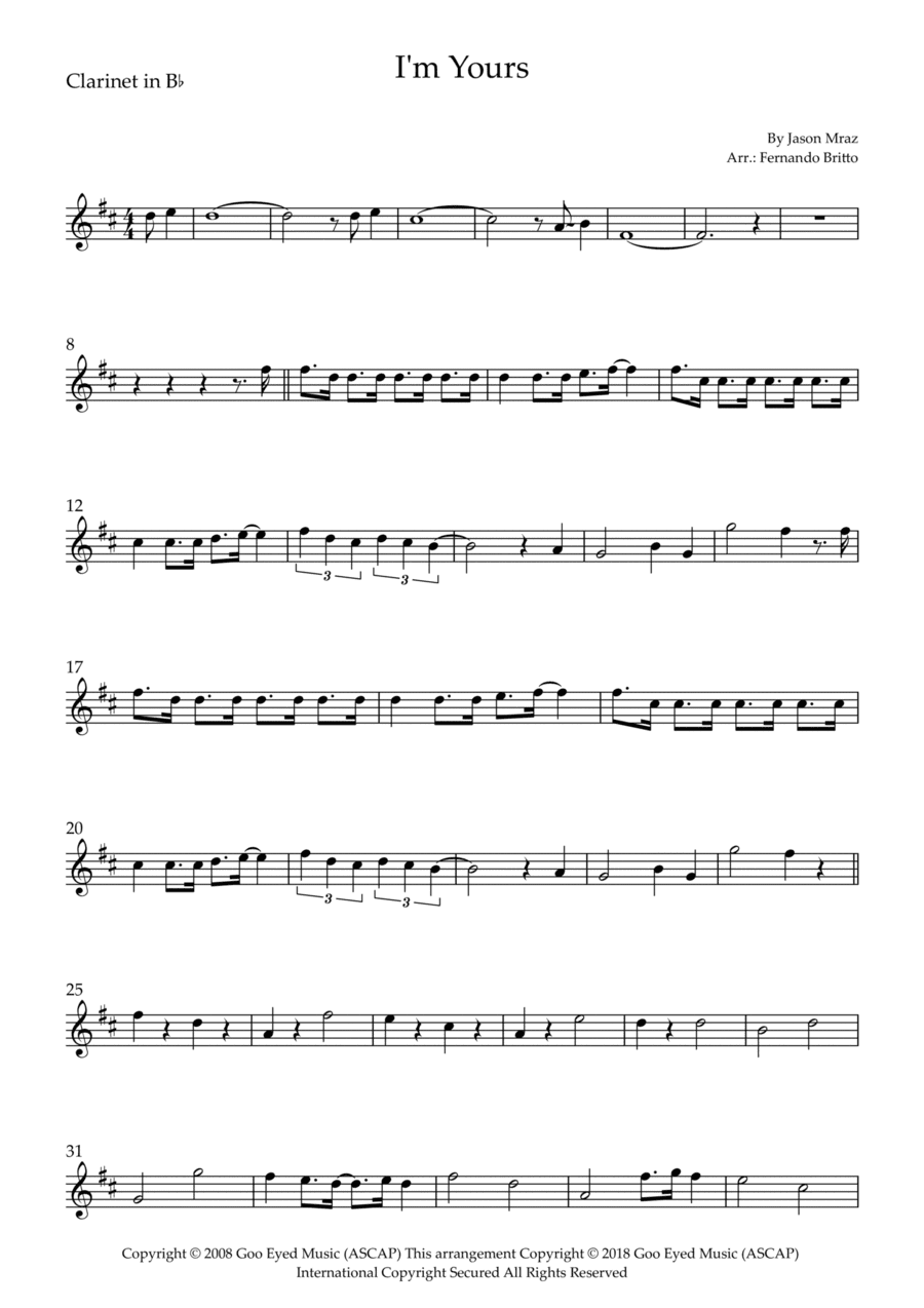 I'm Yours (arr. Fernando Britto)