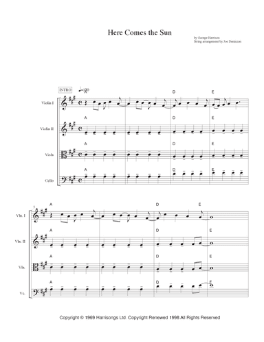 Here Comes The Sun (arr. Joe Deninzon)