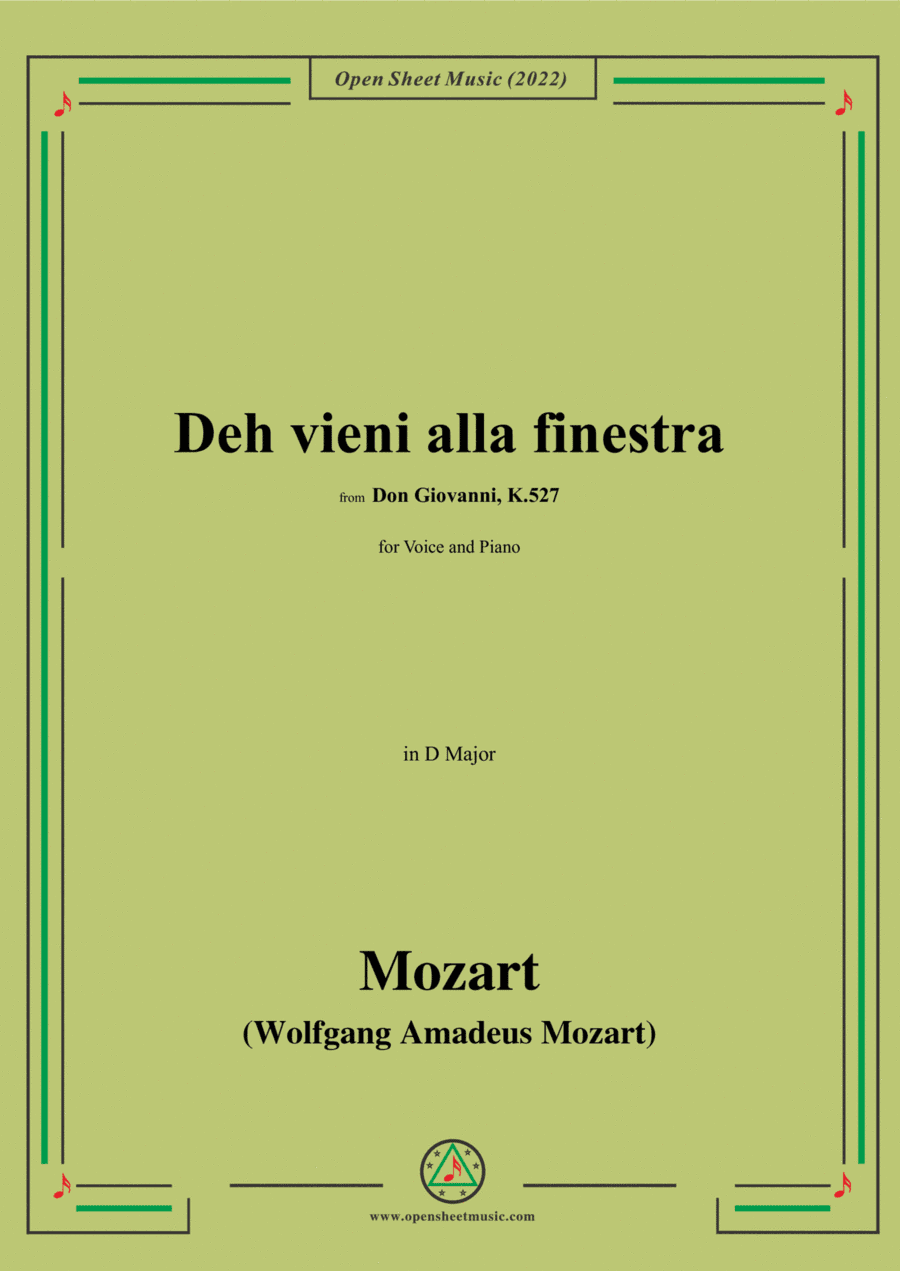 Mozart-Deh,vieni alla finestra,in D Major,from 'Don Giovanni,K.527',for Voice and Piano (arr. Open Cloud)