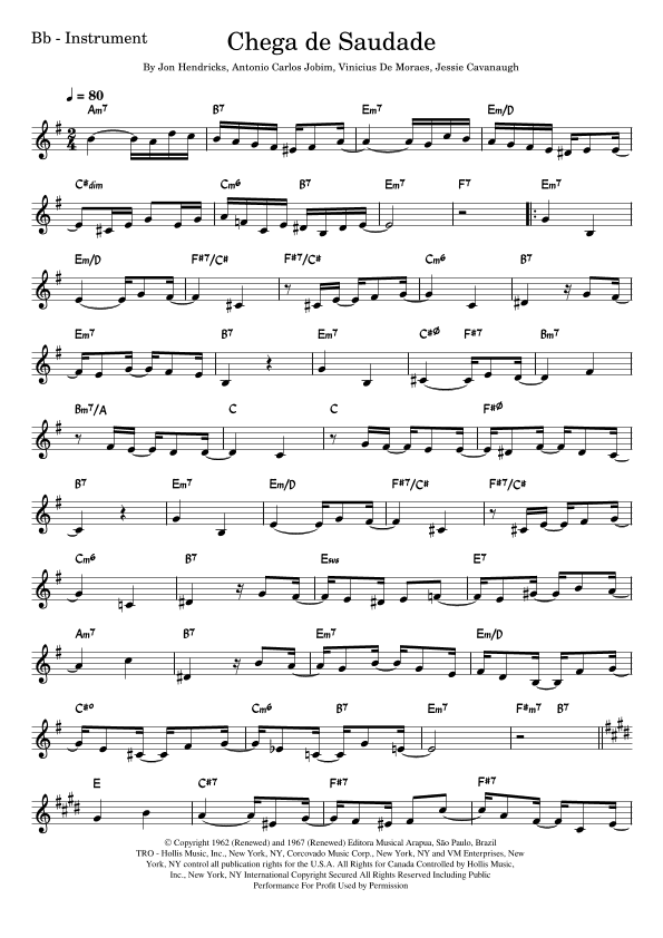 Chega De Saudade (no More Blues) (arr. Fabio Eduardo de Oliveira)