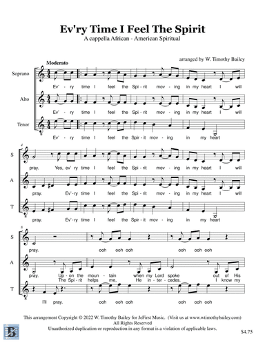 Ev'ry Time I Feel The Spirit (arr. W. Timothy Bailey)