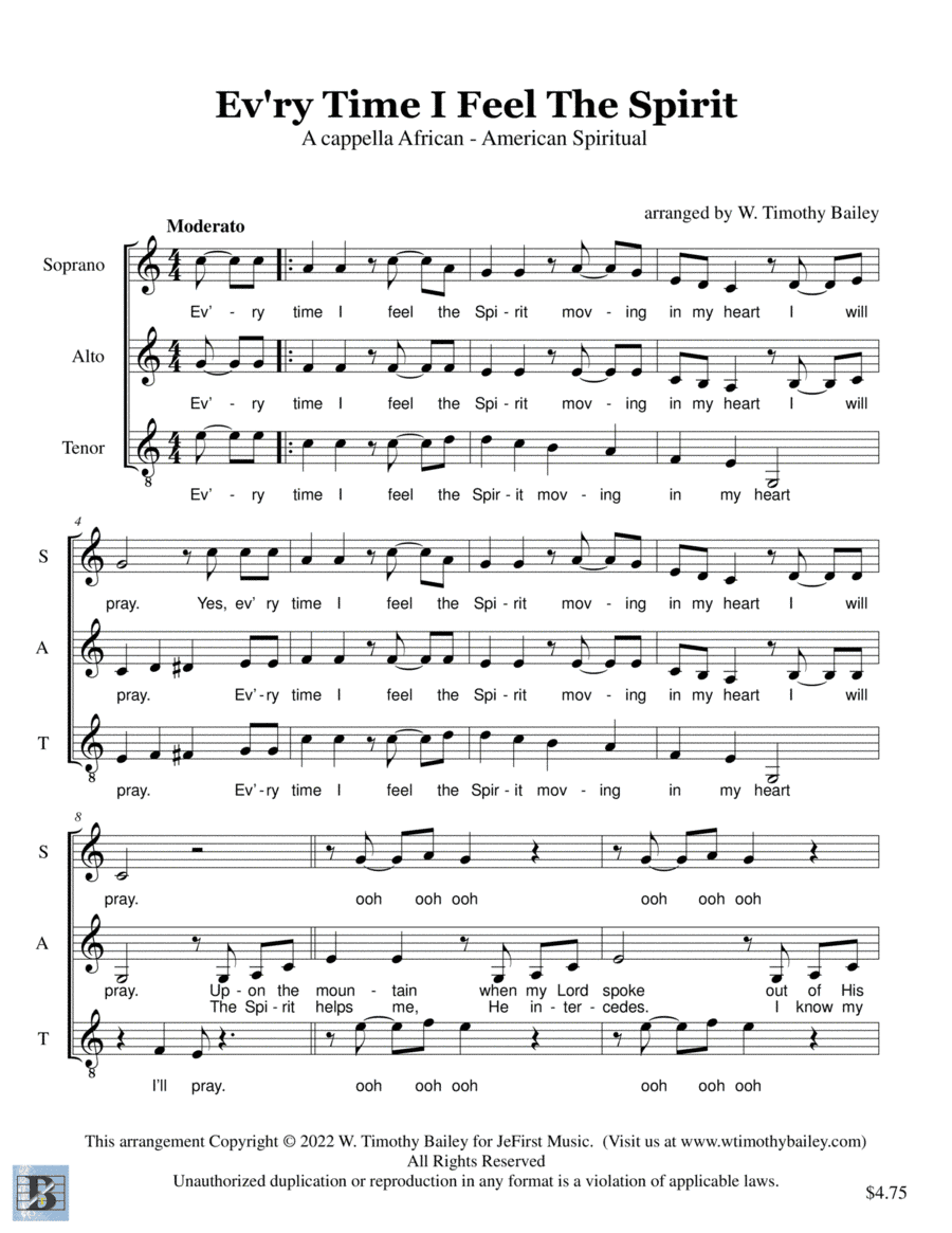 Ev'ry Time I Feel The Spirit (arr. W. Timothy Bailey)