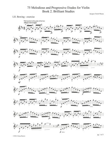 Mazas 75 Melodious & Progressive Etudes for Violin Book 2, No. 52 (arr. String Masters)