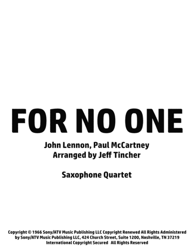For No One (arr. Jeff Tincher)