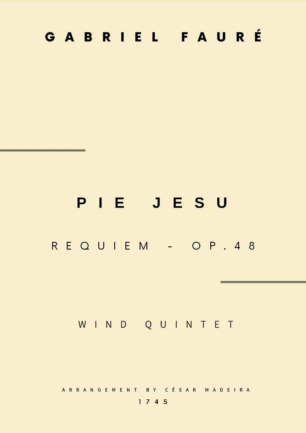 Pie Jesu (Requiem, Op.48) - Wind Quintet (Full Score and Parts) (arr. César Madeira)