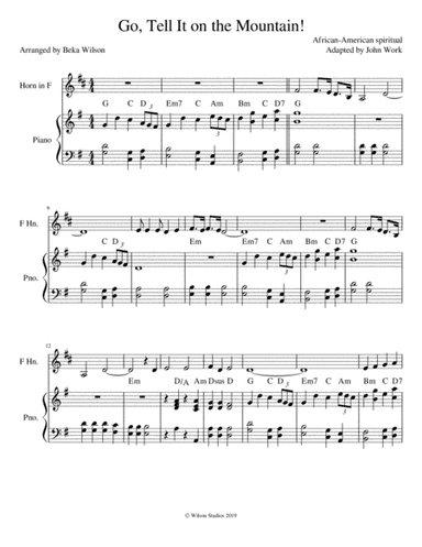 Go Tell It on the Mountain!--horn solo (arr. Beka Wilson)