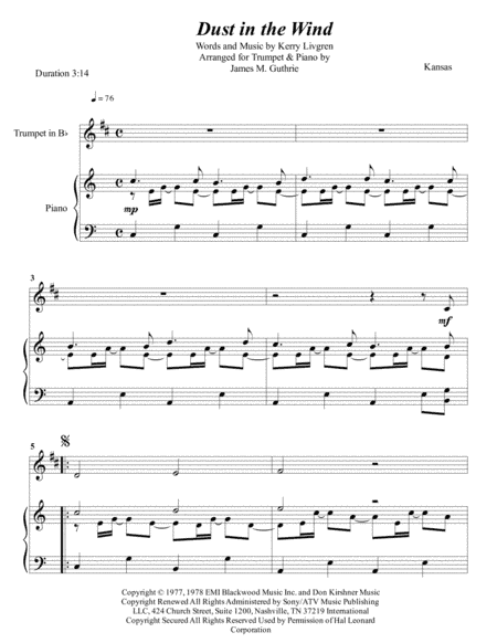 Dust In The Wind (arr. James M. Guthrie, ASCAP)