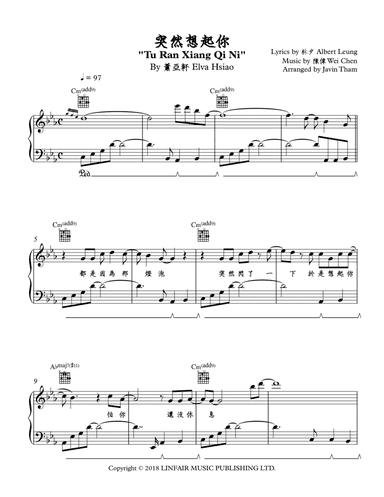 Tu Ran Xiang Qi Ni (arr. Javin Tham)