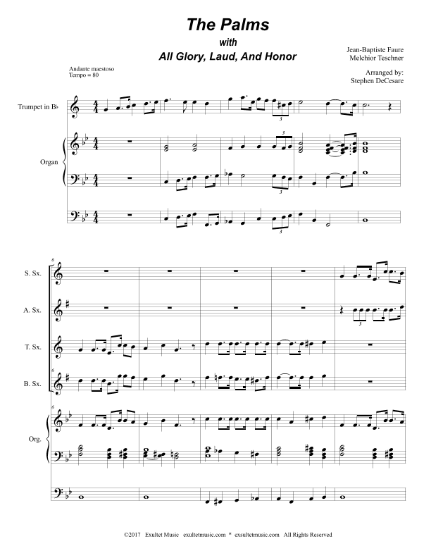 The Palms (with "All Glory, Laud, and Honor") (Saxophone Quartet and Organ) (arr. Stephen DeCesare)