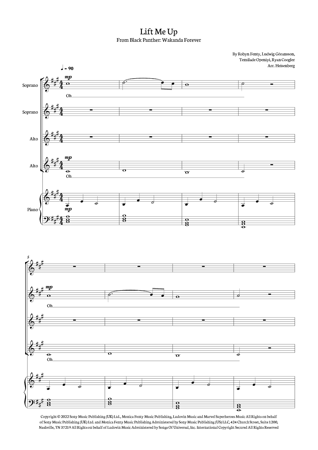 Lift Me Up (arr. Heisenberg)