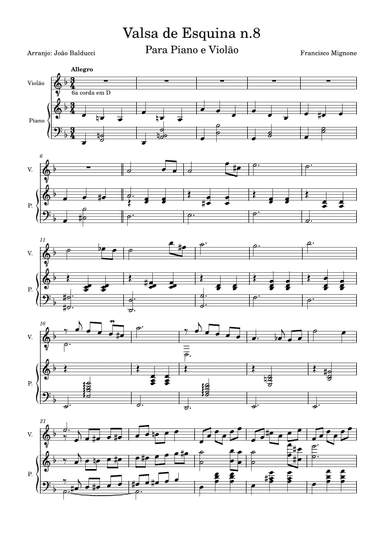 "Valsa de Esquina n.8" for guitar and piano duo. (arr. João Balducci)