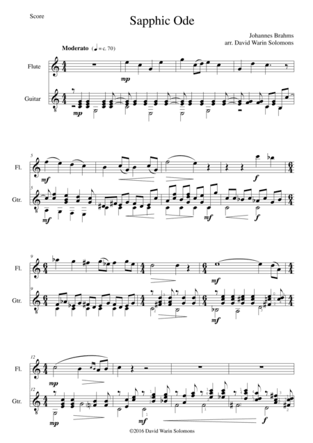 Sapphic Ode for flute and guitar (arr. David Warin Solomons)