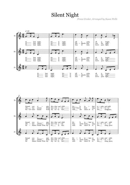 Silent Night - a cappella arrangement for SSA (arr. Susan EA Wells)