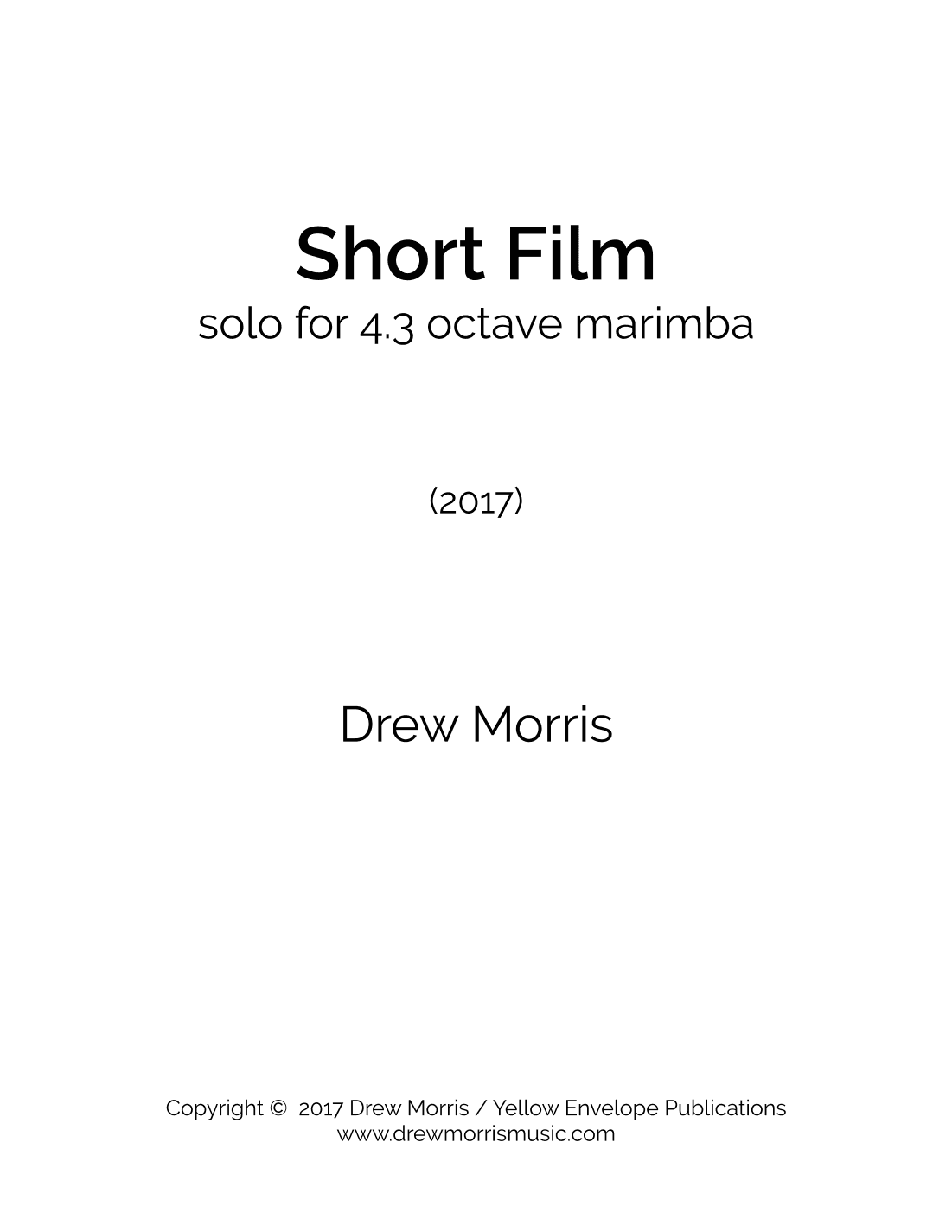 Short Film - for 4.3 octave marimba or 5 octave marimba