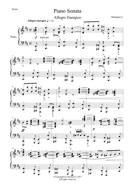 Piano Sonata in B minor First Movement -- Allegro Energico