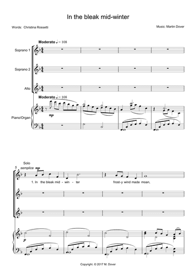 In the Bleak Mid-Winter (In the Bleak Midwinter) - SSA (Upper Voices)