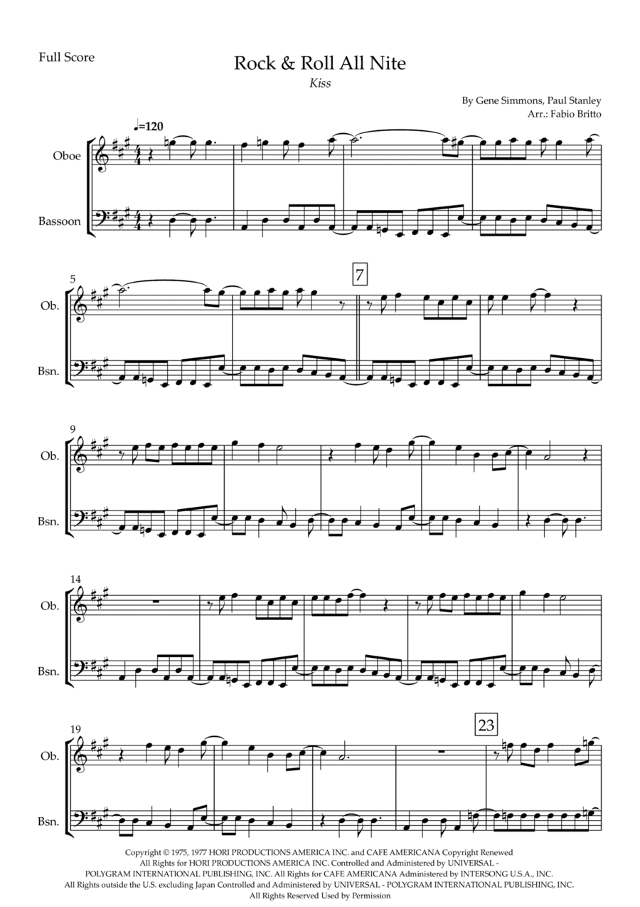 Rock And Roll All Nite (arr. Fabio Britto)