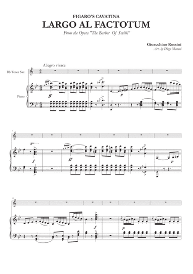 Figaro's Cavatina "Largo Al Factotum" for Tenor Saxophone and Piano (arr. Diego Marani)