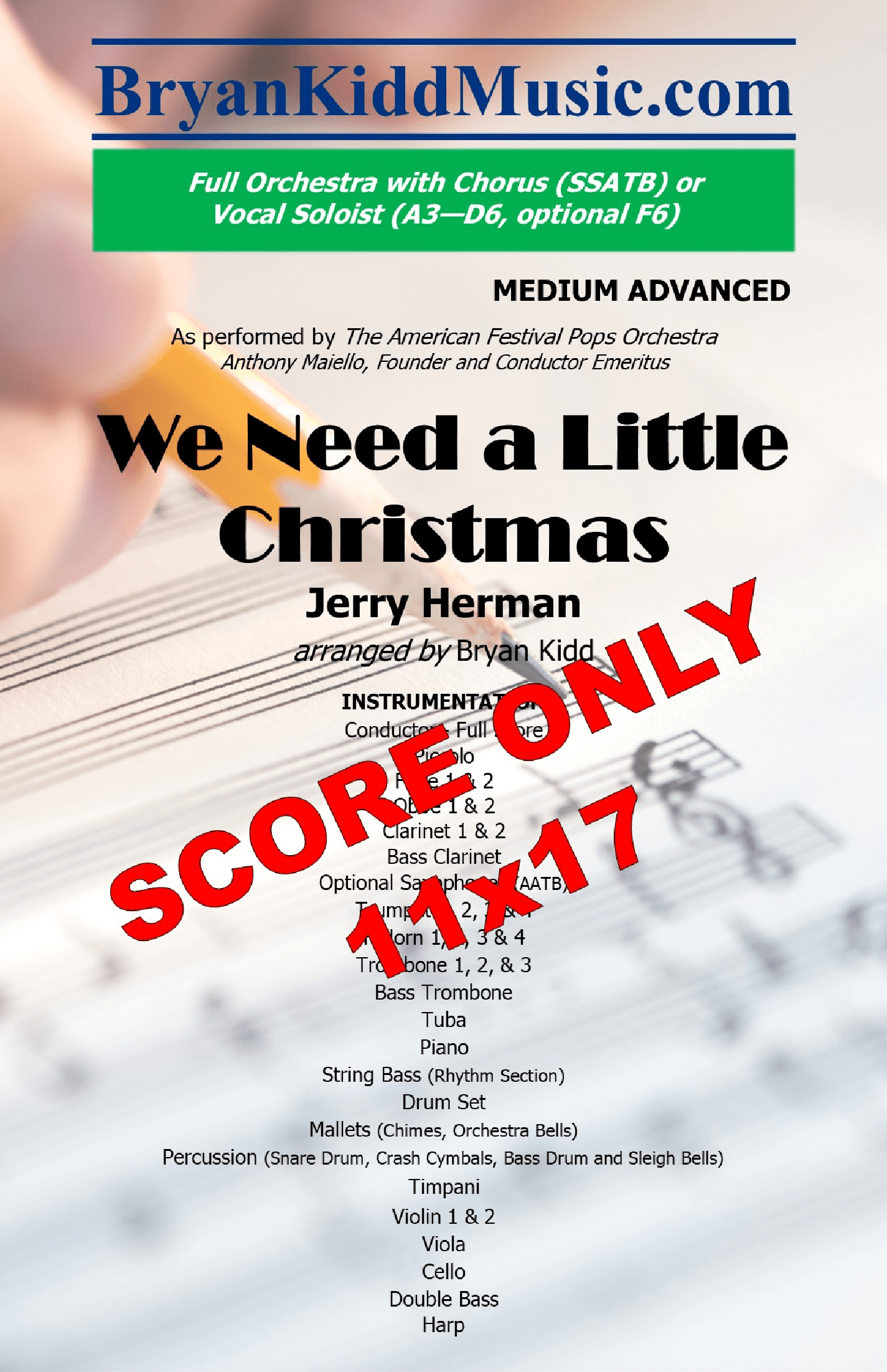 We Need A Little Christmas - Score Only (arr. Bryan Kidd)
