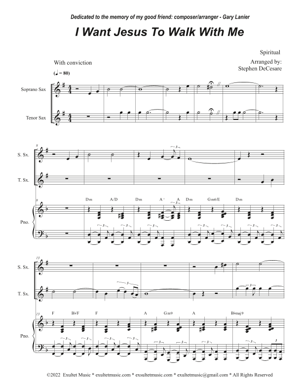 I Want Jesus To Walk With Me (Duet for Soprano and Tenor Saxophone) (arr. Stephen DeCesare)