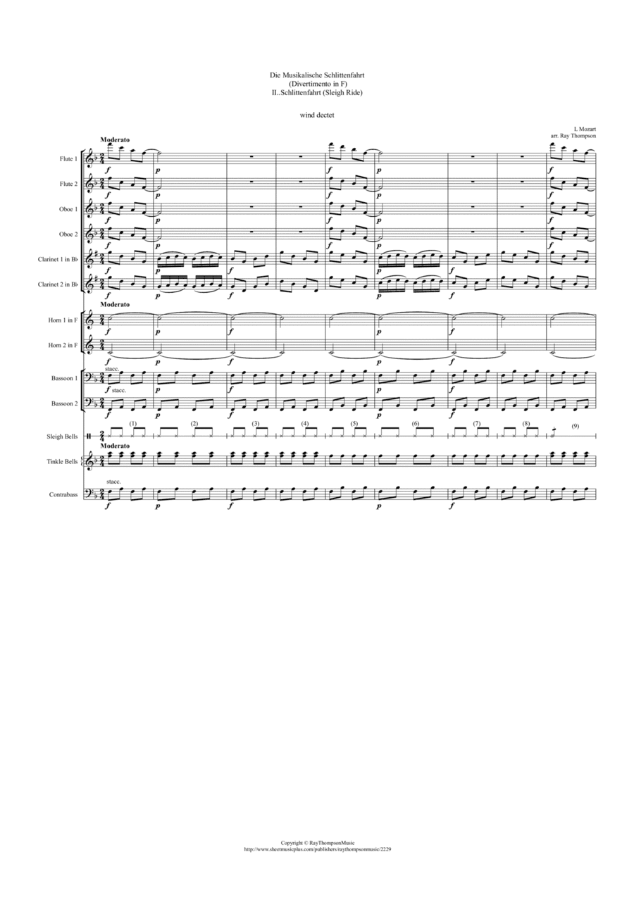 Mozart (Leopold): Die Musikalische Schlittenfahrt  (Div. in F) II..Schlittenfahrt (Sleigh Ride) (arr. Ray Thompson)