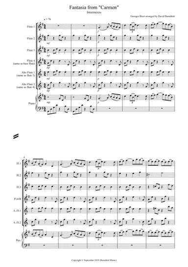 Intermezzo (Fantasia from Carmen) for Flute Quartet (arr. David Burndrett)