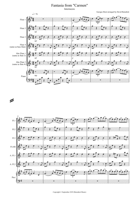 Intermezzo (Fantasia from Carmen) for Flute Quartet (arr. David Burndrett)