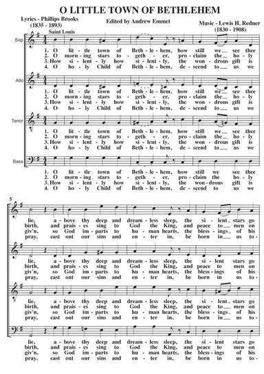 O Little Town Of Bethlehem (St. Louis) A Cappella SATB (arr. Edited by Andrew Emmet)