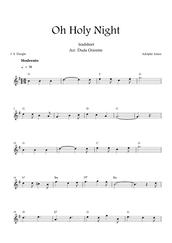 Oh Holy Night (G major - leadhsheet - no lyrics) (arr. Duda Oriontte)