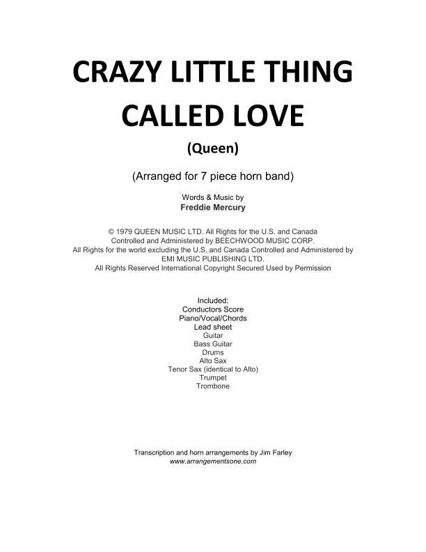Crazy Little Thing Called Love (arr. Jim Farley - www.arrangementsone.com)