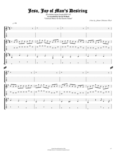 Herz und mund und tat und Leben, BWV 147: X. Jesu, Joy of Man's Desiring (Arr. for Electric Guitar b (arr. Eternal Eye Publishing)