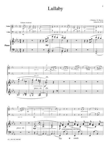 Brahms  Lullaby, for piano trio, PB102 (arr. E. Reeves)