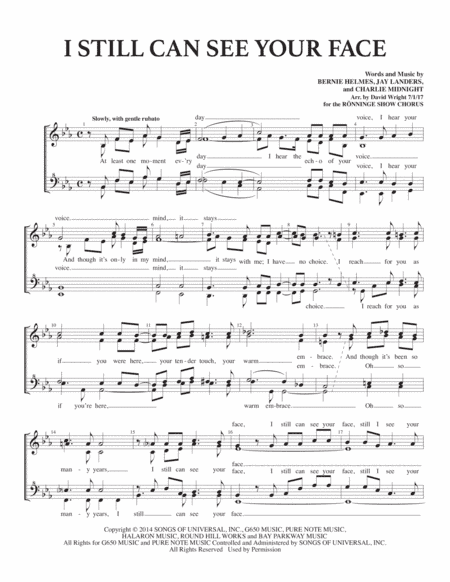 I Still Can See Your Face (arr. David Wright)