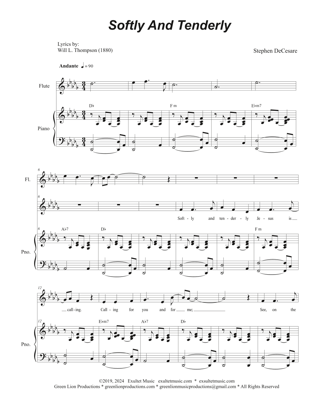 Softly And Tenderly (Unison choir)